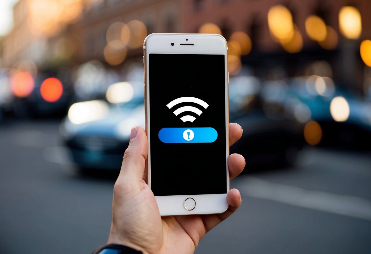 Uma tela de smartphone com um símbolo de wifi e um prompt de senha