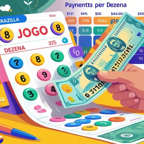 Cena mostrando um bilhete do Jogo do Bicho com números e símbolos de animais, uma mão segurando notas de real e elementos que sugerem cálculo de pagamento.