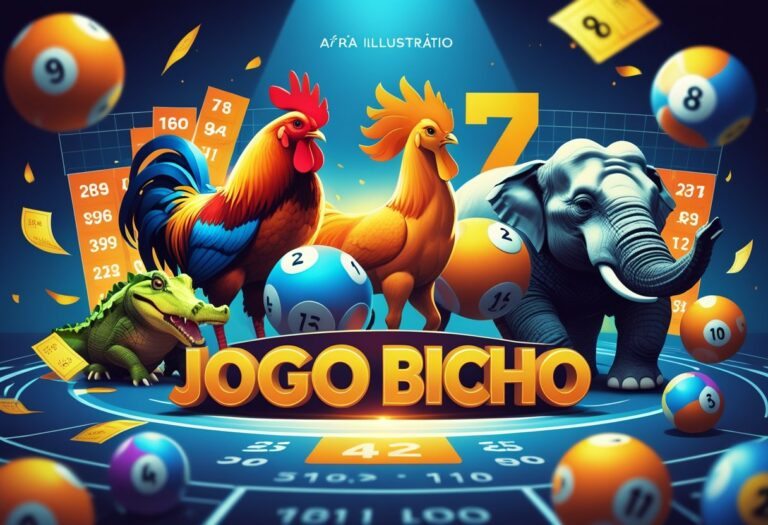 Ilustração mostrando vários animais do jogo do bicho com destaque para o animal que mais aparece, em um ambiente que lembra um sorteio de loteria.