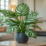 Planta comigo ninguém-pode com folhas verdes e variegadas em um ambiente interno iluminado naturalmente.